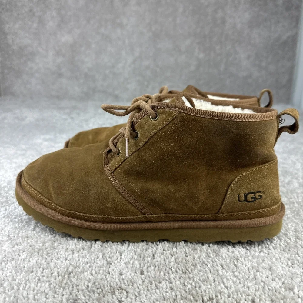 UGG Neumel Chukka Boots Men's Size 12 Chestnut/Brown Suede, Wool Blend Inner‎